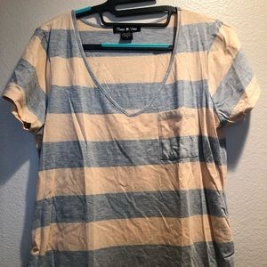 Torrid peach and gray striped twist tee
